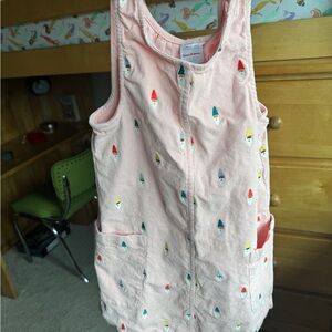Hanna Andersson Pink Corduroy Dress with Embroidered Gnomes